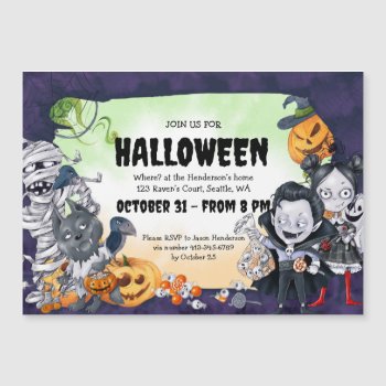 Spooky Cute Halloween Party Magnetic Invitation by JudithAnneDesigns at Zazzle