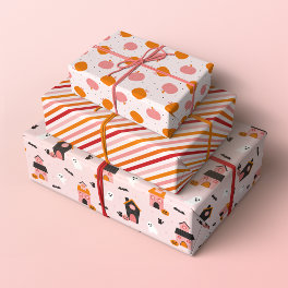 Spooky Cute Halloween Patterns Wrapping Paper Sheets