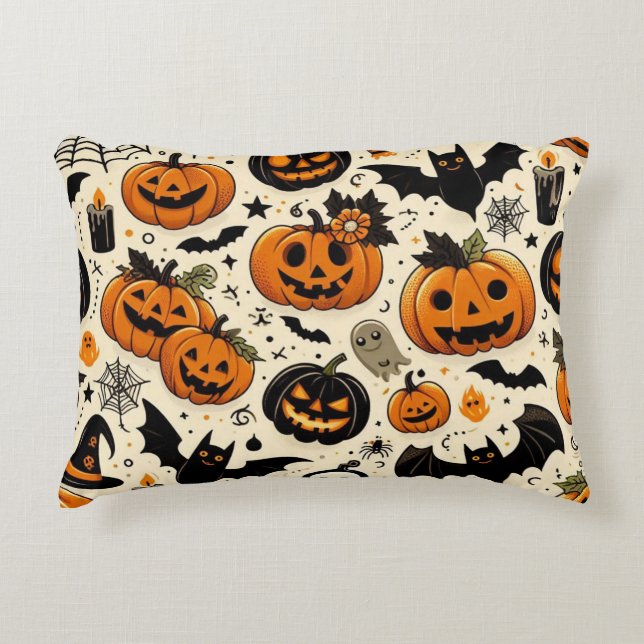 Spooky Cute Halloween Seamless Pattern Accent Pillow (Front)