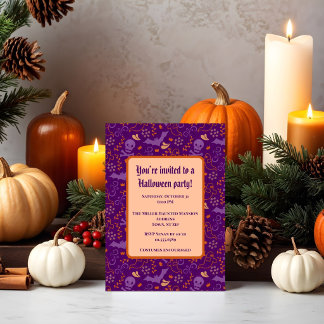 Spooky Cute Halloween Skulls and Ghosts Invitation