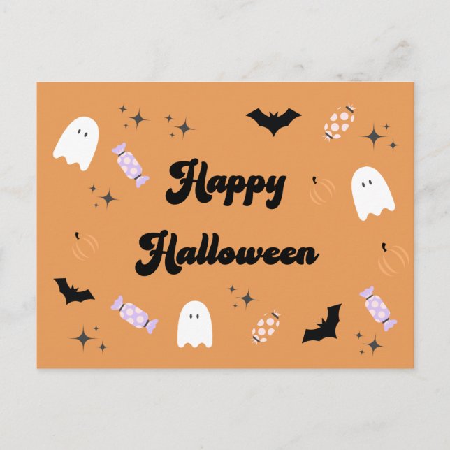Spooky Cute Happy Halloween Postcard (Front)