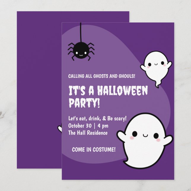 Spooky Cute Kawaii Halloween Ghost Party (Front/Back)