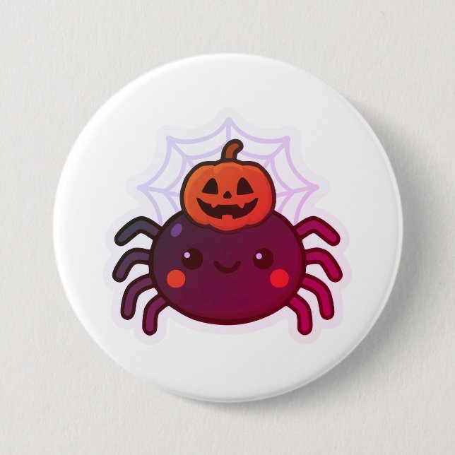 Spooky Cute Kawaii Halloween Spider Button (Front)