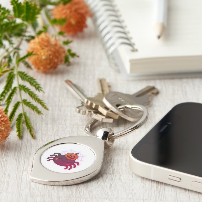 Spooky Cute Kawaii Halloween Spider Keychain (Side)
