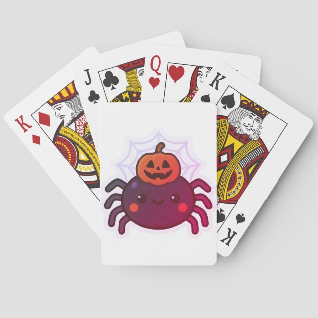 Spooky Cute Kawaii Halloween Spider Poker Cards (Back)