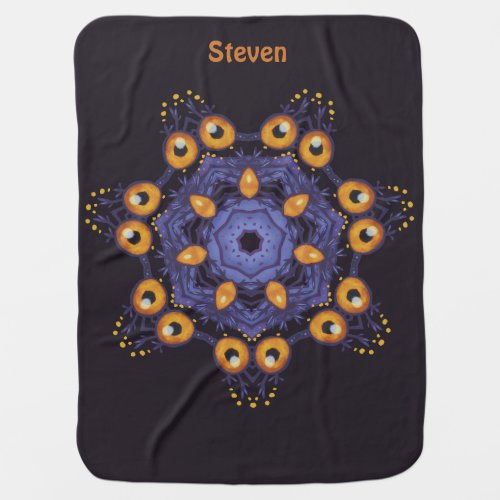 Spooky Cute Mandala Monster Art Halloween Creature Baby Blanket