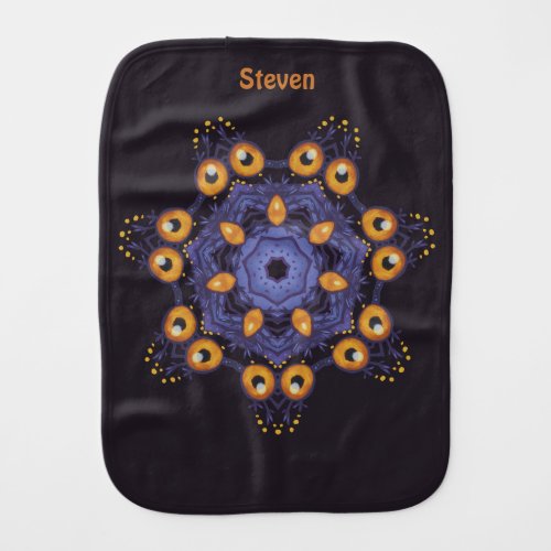 Spooky Cute Mandala Monster Art Halloween Creature Baby Burp Cloth