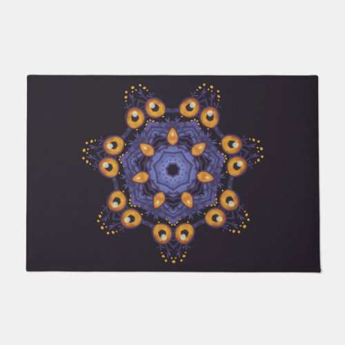 Spooky Cute Mandala Monster Art Halloween Creature Doormat