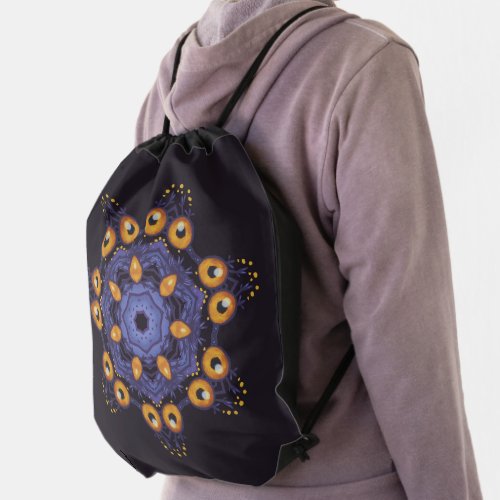 Spooky Cute Mandala Monster Art Halloween Creature Drawstring Bag
