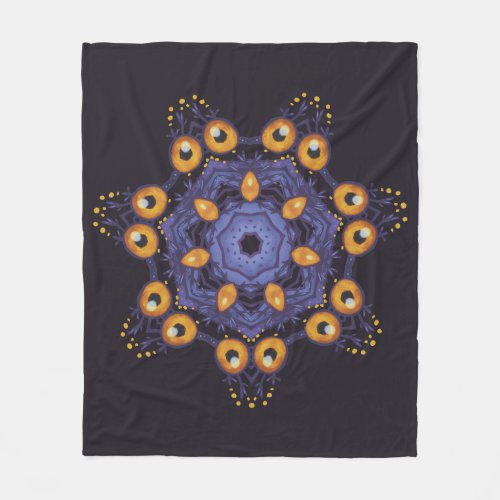 Spooky Cute Mandala Monster Art Halloween Creature Fleece Blanket