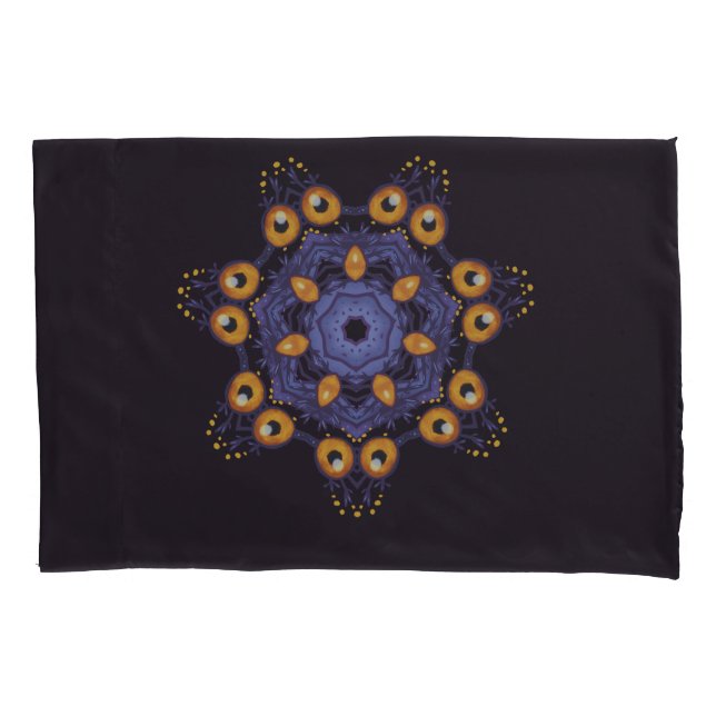 Spooky Cute Mandala Monster Art Halloween Creature Pillow Case (Front)