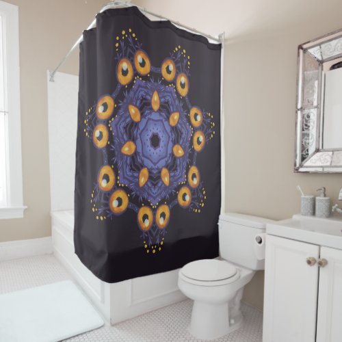 Spooky Cute Mandala Monster Art Halloween Creature Shower Curtain