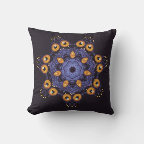 Spooky Cute Mandala Monster Art Halloween Creature Throw Pillow