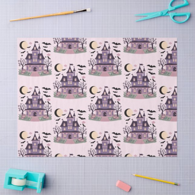 Spooky cute Mansion pattern Tissue Paper (Craft)