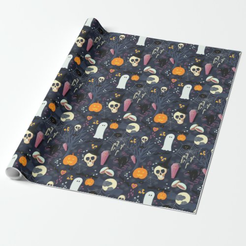 Spooky Cute Matte Halloween Wrapping Paper Roll