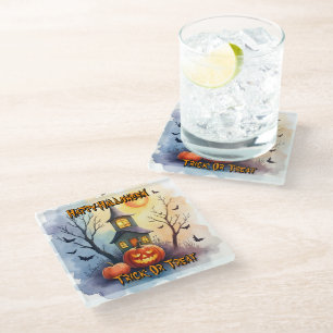 Spooky Cute Modern Halloween Collection Glass Coaster