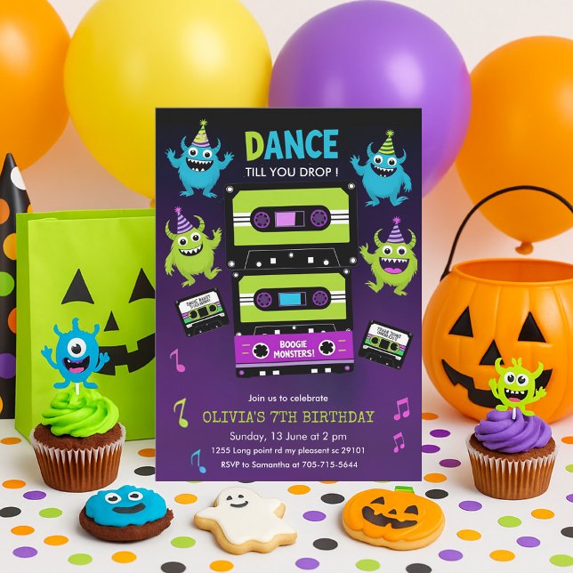 Spooky Cute Monster Dance Halloween Birthday Party Invitation (Creator Uploaded)
