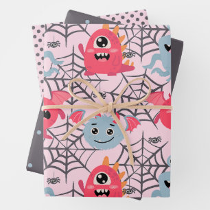 Spooky Cute Monsters Wrapping Paper Sheets