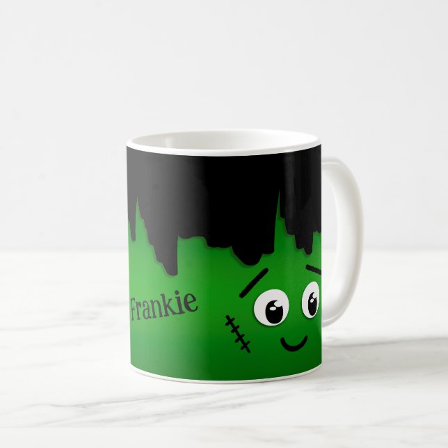 Spooky Cute Personalized Halloween Frankenstein Coffee Mug (Front Right)