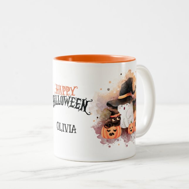 Spooky-cute personalized mug for Halloween coffee (Front Right)