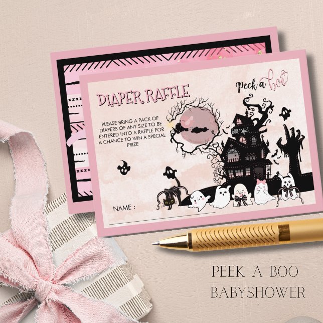 Spooky-Cute Pink & Black Diaper Raffle Ticket Enclosure Card (Spooky-Cute Pink & Black Diaper Raffle Ticket Enclosure Card)