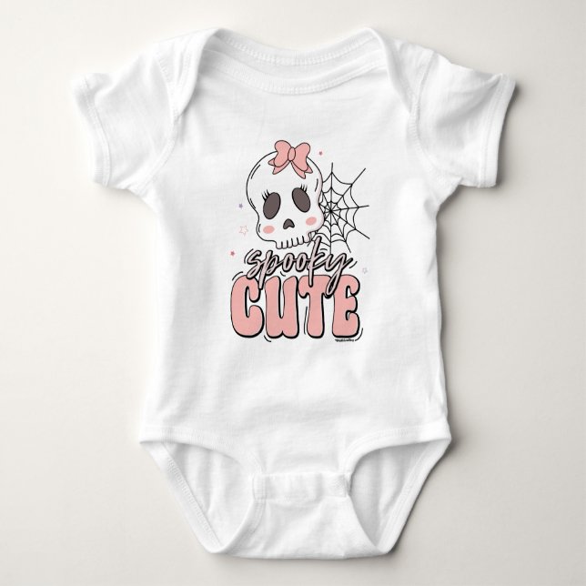 Spooky Cute Pink Halloween Name Birthday Baby Bodysuit (Front)