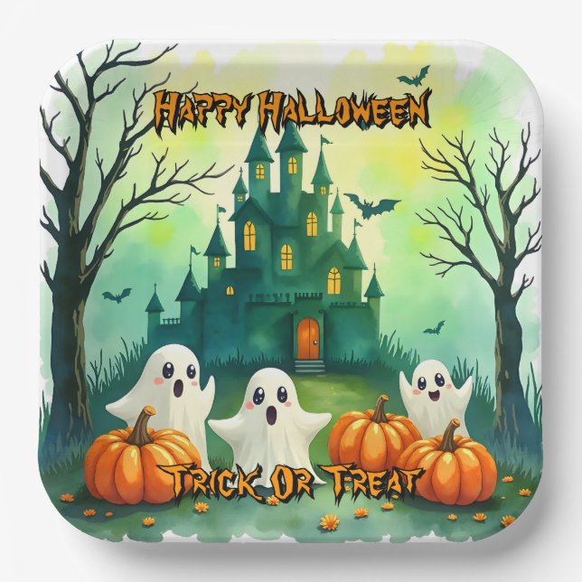 Spooky Cute Popular Halloween Collection Paper Plates (Front)