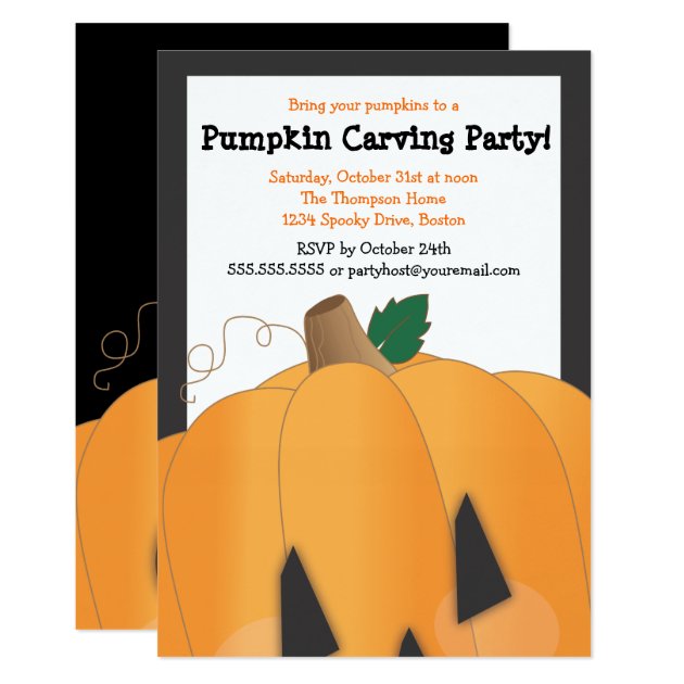 Spooky Cute Pumpkin Carving Halloween Party Invitation