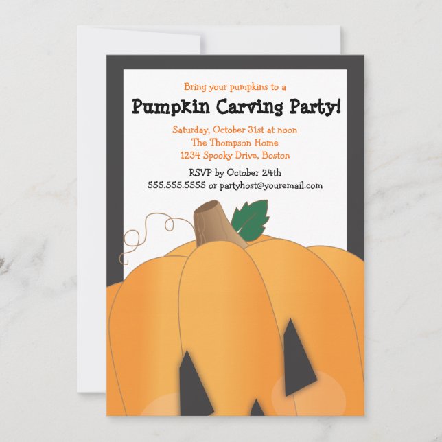 Spooky Cute Pumpkin Carving Halloween Party Invitation (Front)