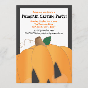 Spooky Cute Pumpkin Carving Halloween Party Invitation