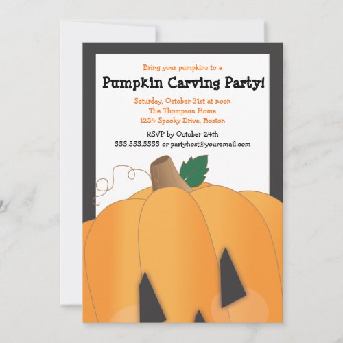 Spooky Cute Pumpkin Carving Halloween Party Invitations