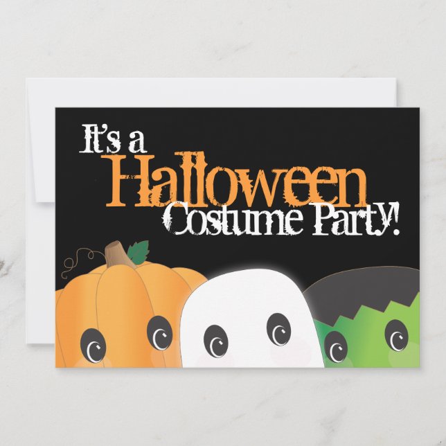 Spooky Cute Pumpkin Ghost Halloween Costume Party Invitation (Front)