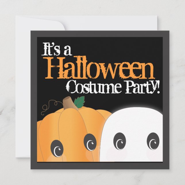 Spooky Cute Pumpkin Ghost Halloween Costume Party Invitation (Front)
