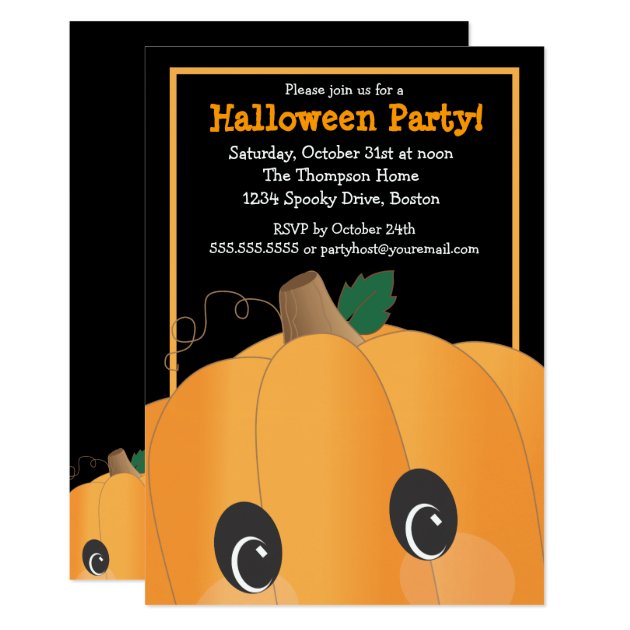 Spooky Cute Pumpkin Head Halloween Party Invitation