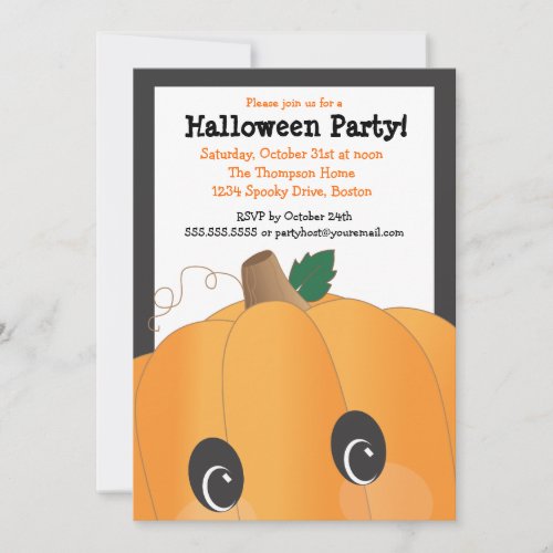 Spooky Cute Pumpkin Head Halloween Party Invitation