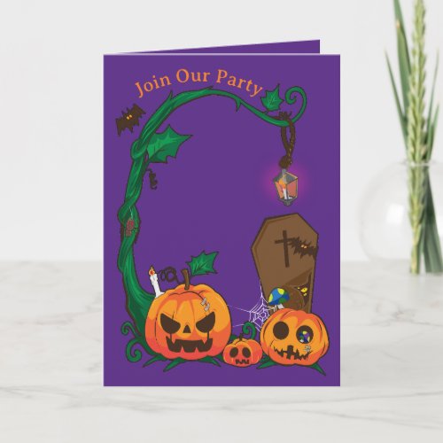 Spooky Cute Pumpkin Lantern Halloween Invitations