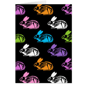 Spooky Cute Skeleton Easter Bunny Pattern Cards