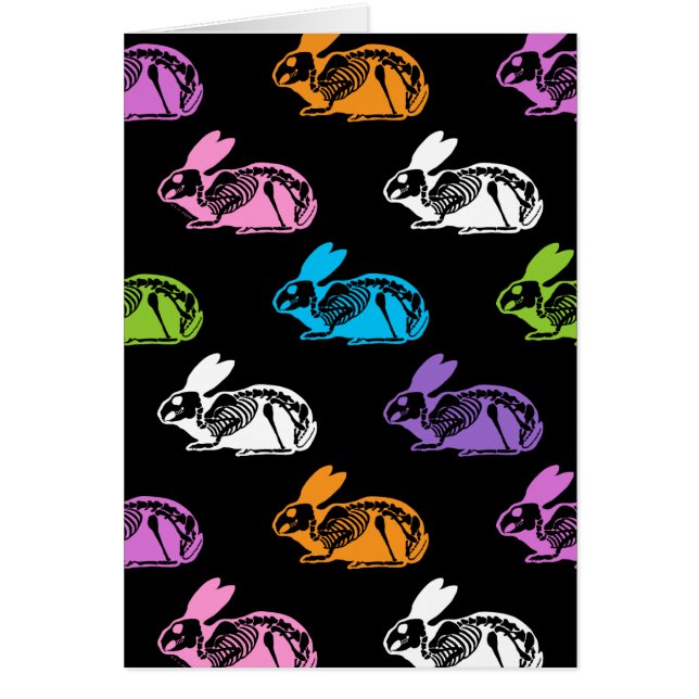 Spooky Cute Skeleton Easter Bunny Pattern Cards (Front)