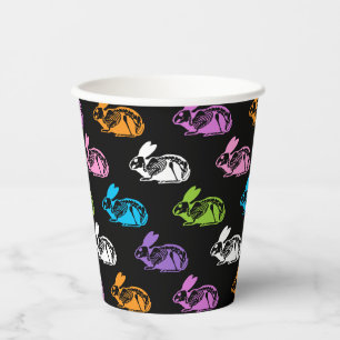 Spooky Cute Skeleton Easter Bunny Pattern Paper Cups