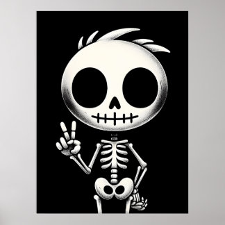 Spooky Cute Skeleton, Halloween Art Poster