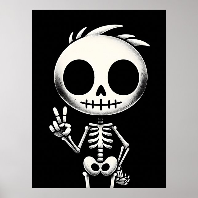 Spooky Cute Skeleton, Halloween Art Poster (Front)