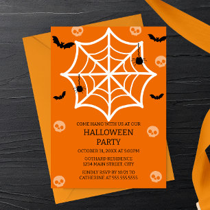 Spooky-Cute Spider Web Halloween Party Invitation