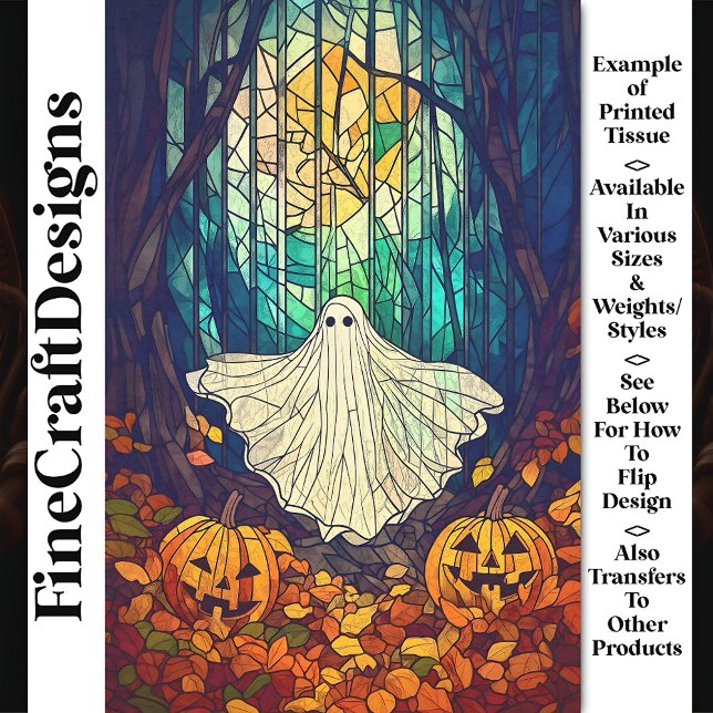 Spooky Cute Stained Glass Ghost AB4 Decoupage Tissue Paper (Creator Uploaded)