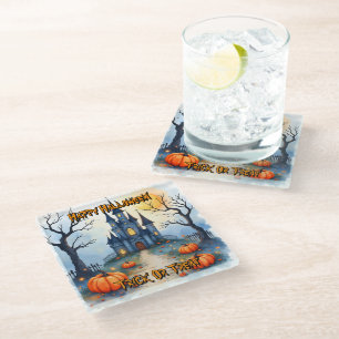 Spooky Cute Trendy Halloween Collection Glass Coaster