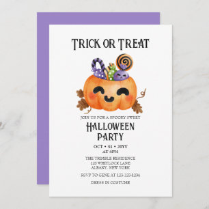 Spooky Cute Trick or Treat Costume Halloween Party Invitation