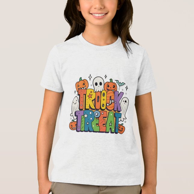 Spooky Cute Trick or Treat Party Tri-Blend Shirt (Front)