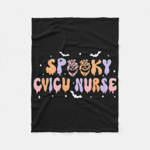 Spooky Cvicu Nurse Halloween Cardiac Icu Fall Pump Fleece Blanket