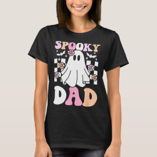 Spooky Dad Halloween Ghost Costume Retro Groovy  T-Shirt
