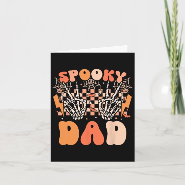 Spooky Dad Halloween Skeleton Costume Retro Groovy Card (Front)