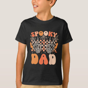 Spooky Dad Halloween Skeleton Costume Retro Groovy T-Shirt